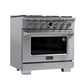 Kucht 36" 5.2 cu. ft. 6 Burner Natural Gas Dual Fuel Range in Stainless Steel with Digital Thermostat