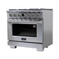Kucht 36" 5.2 cu. ft. 6 Burner Propane Gas Dual Fuel Range in Stainless Steel with Digital Thermostat