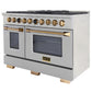 Kucht 48" 6.7 cu. ft. 8 Burner Propane Gas Dual Fuel Range in Stainless Steel with Gold Accents and Digital Thermostat