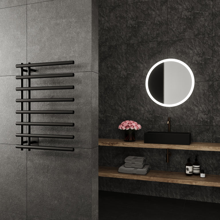 Leto Wall Mounted Electric Towel Warmer in Black