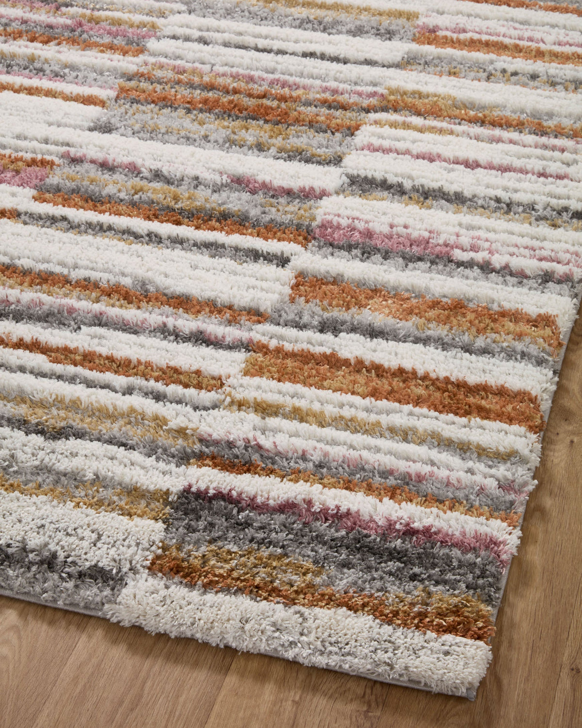 Loloi Levitt shag LEV-03 Ivory / Sunset area rug - image 7