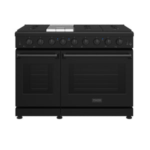 THOR Kitchen 48" Professional Gas Range in Black Matte, LRG4807UB