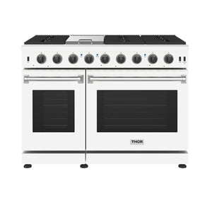 THOR Kitchen 48" Professional Gas Range in White Matte, LRG4807UW