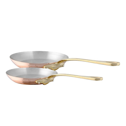 Mauviel 1830 M'Heritage M'150 B 2-Piece Copper Frying Pan Set With Brass Handles