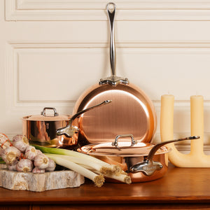 Mauviel 1830 M'Heritage M'150 S Copper Stewpan With Curved Lid, Cast Stainless Steel Handles, 5.7-Qt