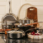 Mauviel 1830 M'ELITE Hammered 5-Ply 12-Piece Cookware Set With Cast Stainless Steel Handles And Curved Lid