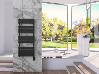 Minos Wall Mounted Electric Towel Warmer in Black