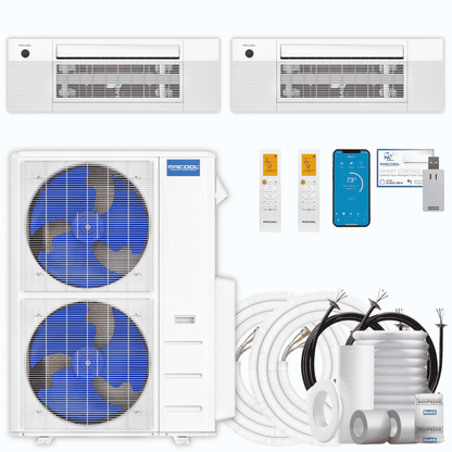 MRCOOL DIY 5th Gen 2-Zone 36,000 BTU Ceiling Cassette Ductless Mini Split Air Conditioner & Heat Pump with Pre-Charged Line Sets (18K+18K), DIYM248HP