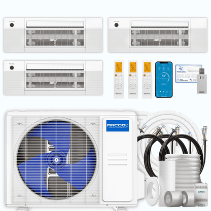 MRCOOL DIY 5th Gen 3-Zone 27,000 BTU Ceiling Cassette Ductless Mini Split Air Conditioner & Heat Pump with Pre-Charged Line Sets (9K+9K+9K), DIYM327HP