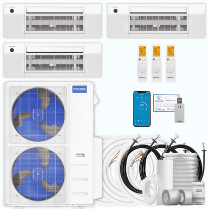 MRCOOL DIY 5th Gen 3-Zone 36,000 BTU Ceiling Cassette Ductless Mini Split Air Conditioner & Heat Pump with Pre-Charged Line Sets (6K+12K+18K), DIYM348HP