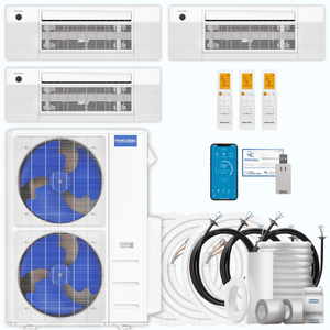 MRCOOL DIY 5th Gen 3-Zone 45,000 BTU Ceiling Cassette Ductless Mini Split Air Conditioner & Heat Pump with Pre-Charged Line Sets (9K+18K+18K), DIYM348HP