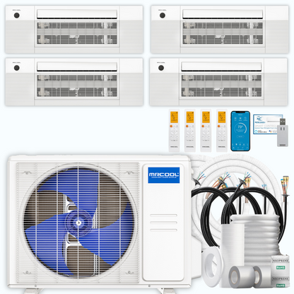 MRCOOL DIY 5th Gen 4-Zone 30,000 BTU Ceiling Cassette Ductless Mini Split Air Conditioner & Heat Pump with Pre-Charged Line Sets (6K+6K+9K+9K), DIYM436HP