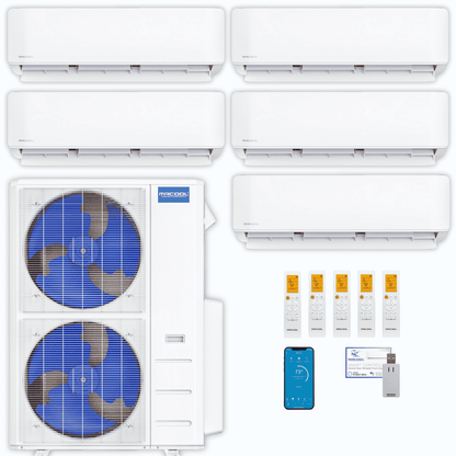 MRCOOL DIY 5th Gen 5-Zone 63,000 BTU Ductless Mini Split Air Conditioner & Heat Pump (6K+9K+12K+12K+24K), DIY5-B-55HP