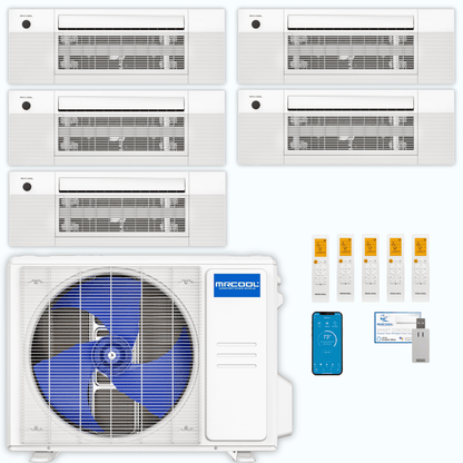 MRCOOL DIY 5th Gen 5-Zone 42,000 BTU Ceiling Cassette Ductless Mini Split Air Conditioner & Heat Pump (6K+6K+6K+12K+12K), DIY5-BC-36HP
