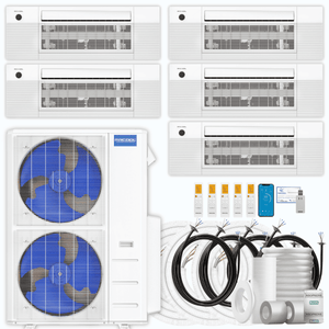 MRCOOL DIY 5th Gen 5-Zone 54,000 BTU Ceiling Cassette Ductless Mini Split Air Conditioner & Heat Pump with Pre-Charged Line Sets (6K+9K+9K+12K+18K), DIYM555HP