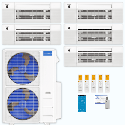 MRCOOL DIY 5th Gen 5-Zone 57,000 BTU Ceiling Cassette Ductless Mini Split Air Conditioner & Heat Pump (9K+12K+12K+12K+12K), DIY5-BC-55HP