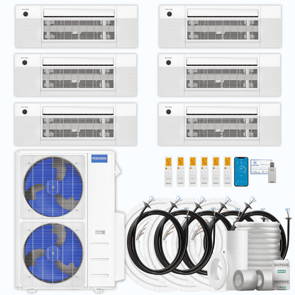 MRCOOL DIY 5th Gen 6-Zone 54,000 BTU Ceiling Cassette Ductless Mini Split Air Conditioner & Heat Pump with Pre-Charged Line Sets (6K+6K+9K+9K+12K+12K), DIYM655HP