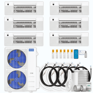 MRCOOL DIY 5th Gen 6-Zone 51,000 BTU Ceiling Cassette Ductless Mini Split Air Conditioner & Heat Pump with Pre-Charged Line Sets (6K+9K+9K+9K+9K+9K), DIYM655HP