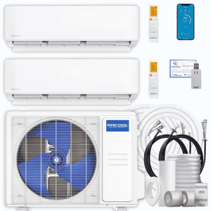 MRCOOL DIY 5th Gen 2-Zone 18,000 BTU Ductless Mini Split Air Conditioner & Heat Pump with Pre-Charged Line Sets (9K+9K)