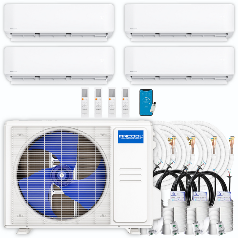 MRCOOL DIY Mini Split - 36,000 BTU 4 Zone Ductless Air Conditioner and Heat Pump with 35 ft. Install Kit, DIYM436HPW00C140