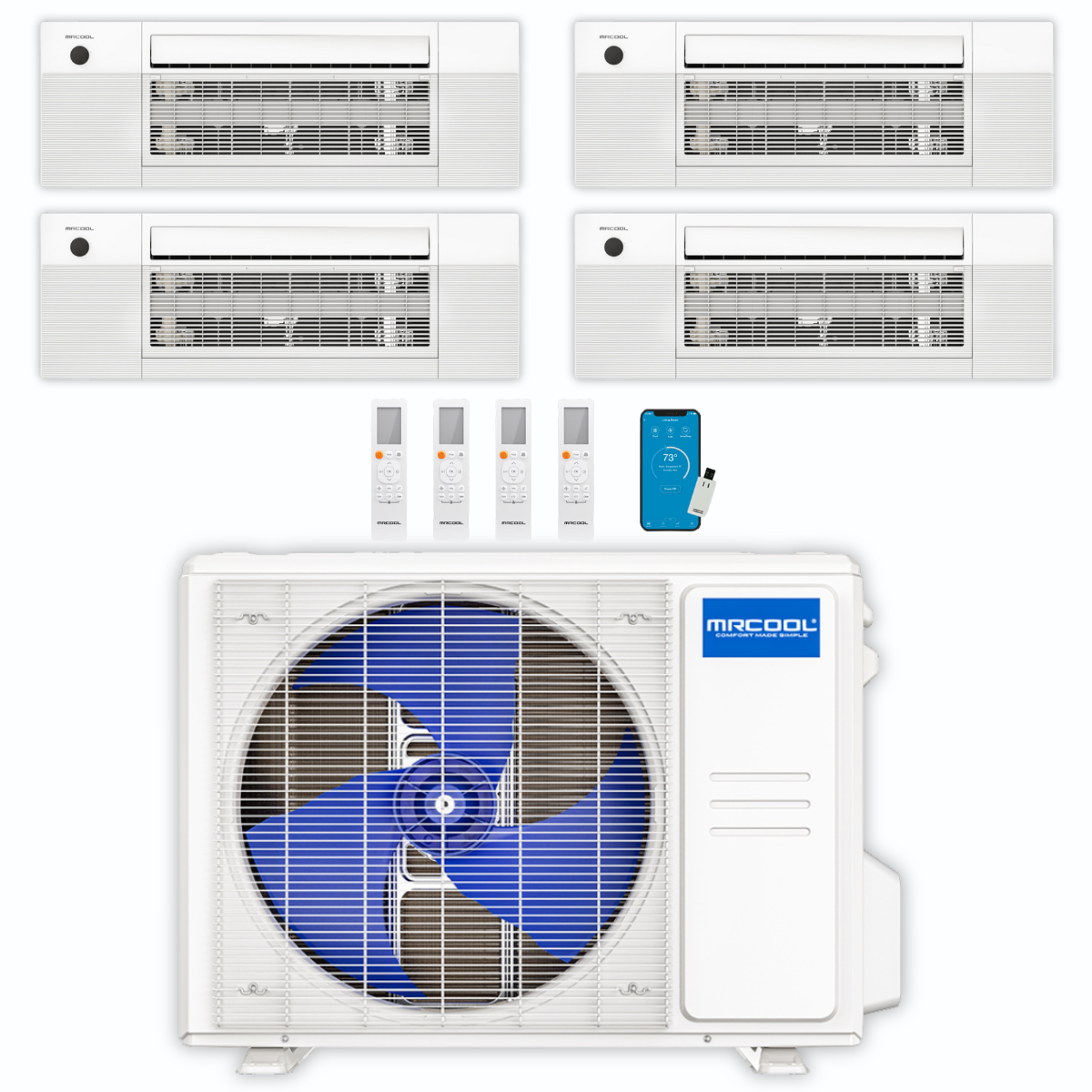 MRCOOL DIY Mini Split - 36,000 BTU 4 Zone Ceiling Cassette Ductless Air Conditioner and Heat Pump, DIY-BC-436HP09090909