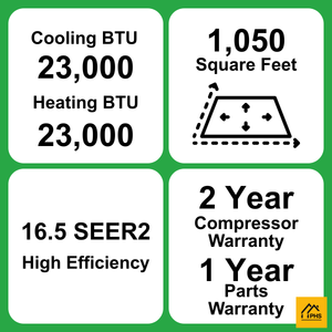 MRCOOL DIY® Select 24,000 BTU Single Zone Mini Split System 230V with 11.5 ft. DIY Quick Connect Line Set, DIYS-24-HP-230A11-O