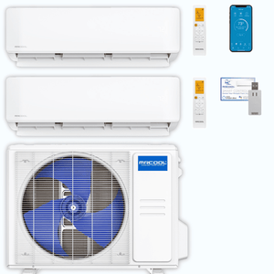 MRCOOL DIY 5th Gen 2-Zone 24,000 BTU Ductless Mini Split Air Conditioner & Heat Pump (6K+18K), DIY2-B-36HP0618