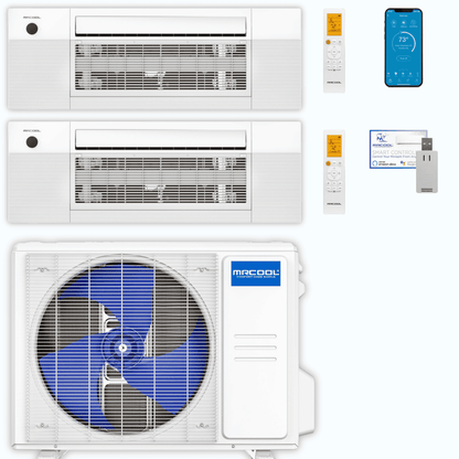 MRCOOL DIY 5th Gen 2-Zone 30,000 BTU Ceiling Cassette Ductless Mini Split Air Conditioner & Heat Pump (12K+18K), DIY2-BC-27HP1218