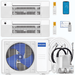 MRCOOL DIY 5th Gen 2-Zone 24,000 BTU Ceiling Cassette Mini Split Air Conditioner & Heat Pump 12K with 25 ft. / 12K with 50 ft. Pre-Charged Line Sets | DIYM227HPC04D08