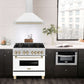 ZLINE 36" Autograph Edition Range Hood in DuraSnow® Stainless Steel with White Matte Shell and Black Handle, KB4SNZ-WM36-MB