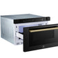 FORNO Espresso Capoliveri 24" 1.2 cu. ft. Built-In Microwave Drawer in Black with Antique Brass Handles, FMWDR3000-24BLK
