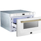 FORNO Espresso Capoliveri 24" 1.2 cu. ft. Built-In Microwave Drawer in White with Antique Brass Handles, FMWDR3000-24WHT