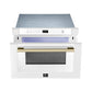 FORNO Espresso Capoliveri 24" 1.2 cu. ft. Built-In Microwave Drawer in White with Antique Brass Handles, FMWDR3000-24WHT