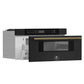 FORNO Espresso Capoliveri 30" 1.2 cu. ft. Built-In Microwave Drawer in Black with Antique Brass Handles, FMWDR3000-30BLK