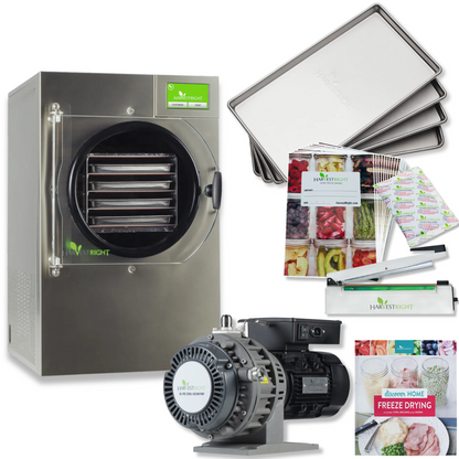 Harvest Right Small Home Pro Freeze Dryer with Oil Free Vacuum Pump, 4 Trays and Mylar Starter Kit in Stainless Steel