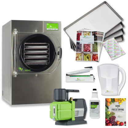 Harvest Right Small Home Pro Freeze Dryer with Premier Vacuum Pump, 4 Trays and Mylar Starter Kit in Stainless Steel