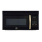 FORNO Scalo 30" 1.6 cu. ft. 300 CFM Over The Range Microwave in Black with Antique Brass Accents, FOTR3007-30BLK