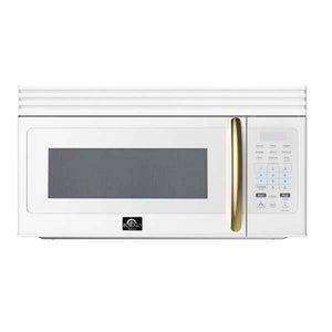 FORNO Scalo 30" 1.6 cu. ft. 300 CFM Over The Range Microwave in White with Antique Brass Accents, FOTR3007-30WHT