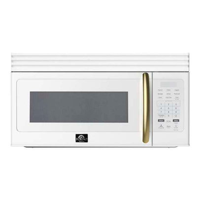 FORNO Scalo 30" 1.6 cu. ft. 300 CFM Over The Range Microwave in White with Antique Brass Accents, FOTR3007-30WHT