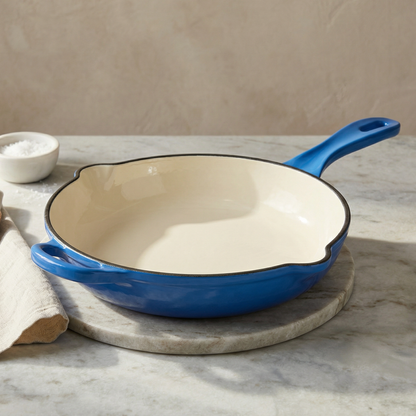 Induction Hardware Alpha Enamel Collection 10” Cast Iron Skillet - Tahoe Blue