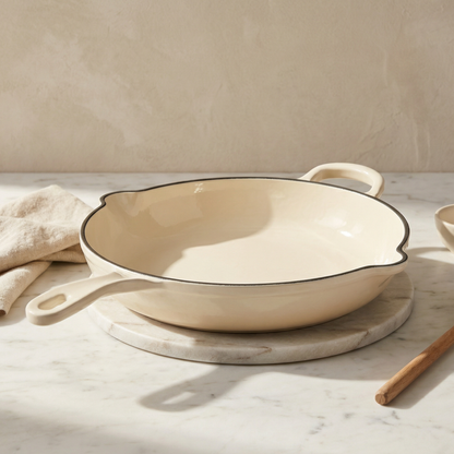 Induction Hardware Alpha Enamel Collection 10” Cast Iron Skillet - Stratus White