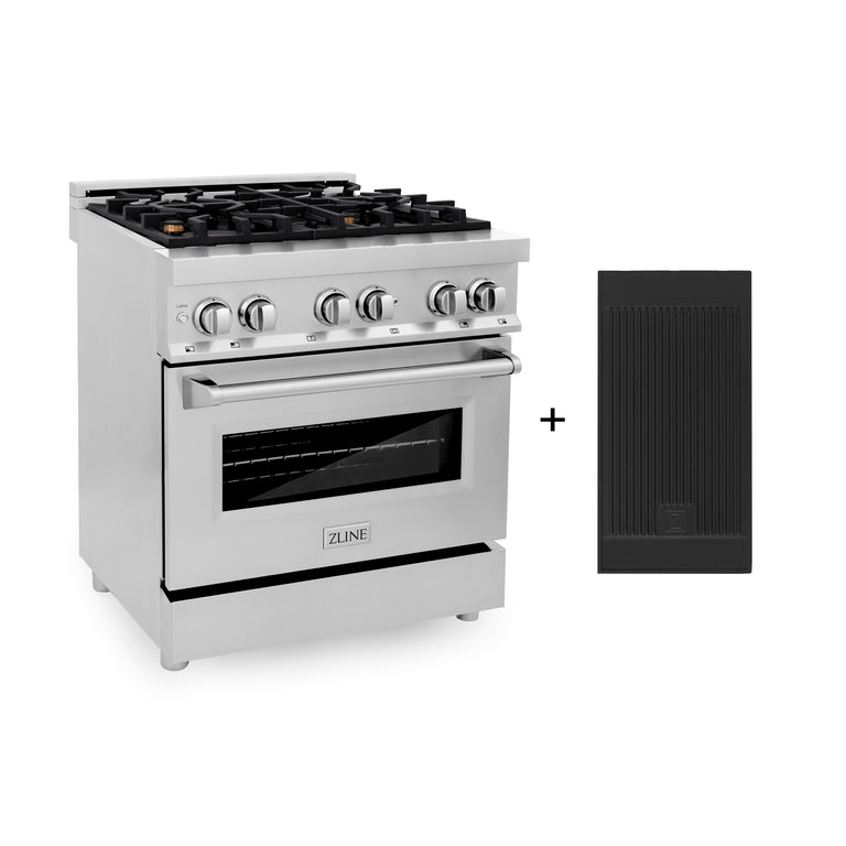 ZLINE 30" 4.0 cu. ft. Gas Burner, Electric Oven with Griddle and Brass Burners in Stainless Steel, RA-BR-GR-30