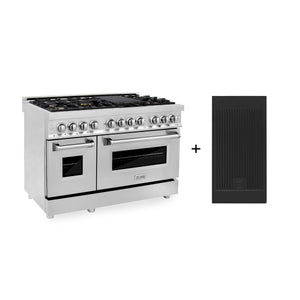 ZLINE 48" 6.0 cu. ft. Gas Burner, Electric Oven with Griddle and Brass Burners in Stainless Steel, RA-BR-GR-48