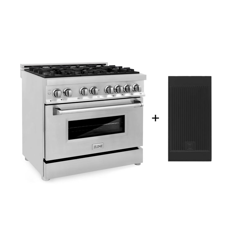 ZLINE 36" 4.6 cu. Ft. Gas Burner, Electric Oven with Griddle in Stainless Steel, RA-GR-36