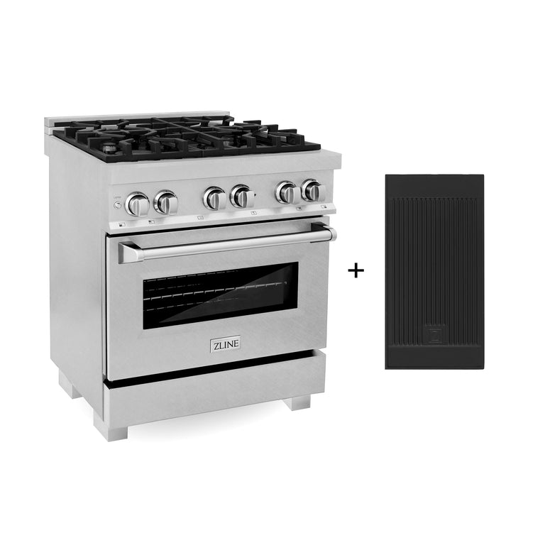 ZLINE 30" 4.0 cu. ft. Gas Burner, Electric Oven with Griddle in DuraSnow® Stainless Steel, RAS-SN-GR-30