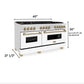 ZLINE Autograph 60" 7.4 cu. ft. Dual Fuel Range with White Matte Door and Bronze Accents, RAZ-WM-60-CB