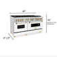 ZLINE Autograph 60" 7.4 cu. ft. Dual Fuel Range with White Matte Door and Gold Accents, RAZ-WM-60-G