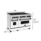 ZLINE Autograph 48" 6.0 cu. ft. Dual Fuel Range with White Matte Door and Black Matte Accents, RAZ-WM-48-MB