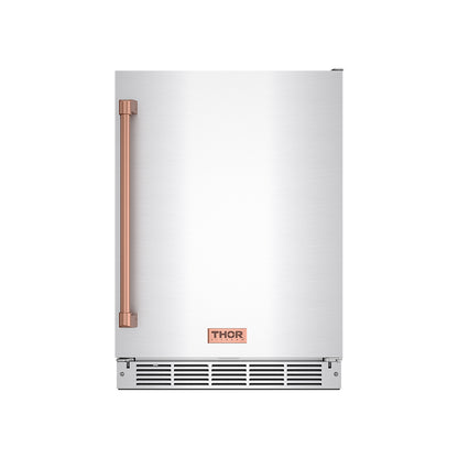 Gordon Ramsay by THOR Kitchen 24" Undercounter Indoor or Outdoor Beverage Cooler in Stainless Steel and Rose Gold Accents, RBC24SSD-RSG