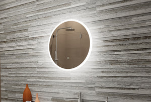 Paris Mirror 24" x 24" Round Reflection Edge Lit Round Mirror With Touch/ON/OFF Dim Sensor Switch 6000K
